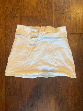 Mango White Tie-Waist Mini Skirt